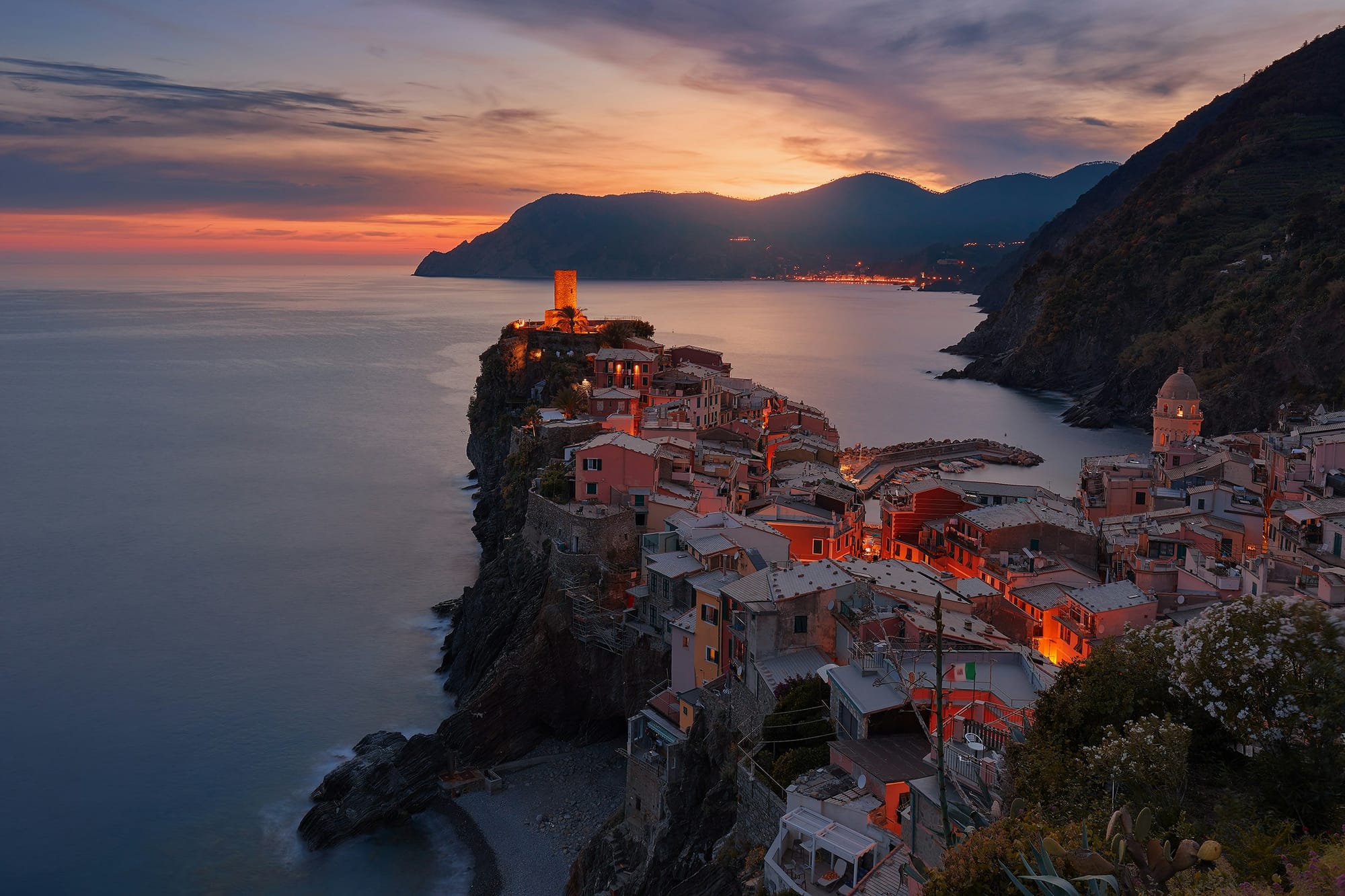 The long shadows of night lengthen during the autumn season in Italy.