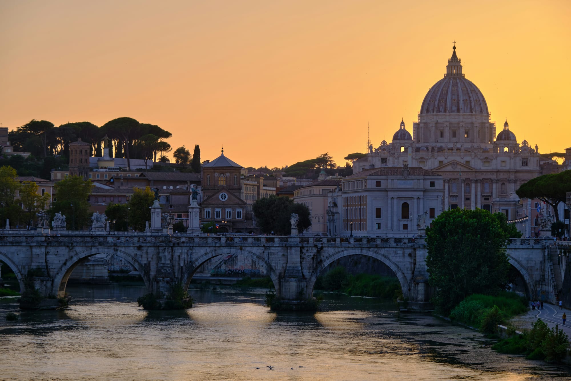 The beauty of Rome's skyline at sunset.